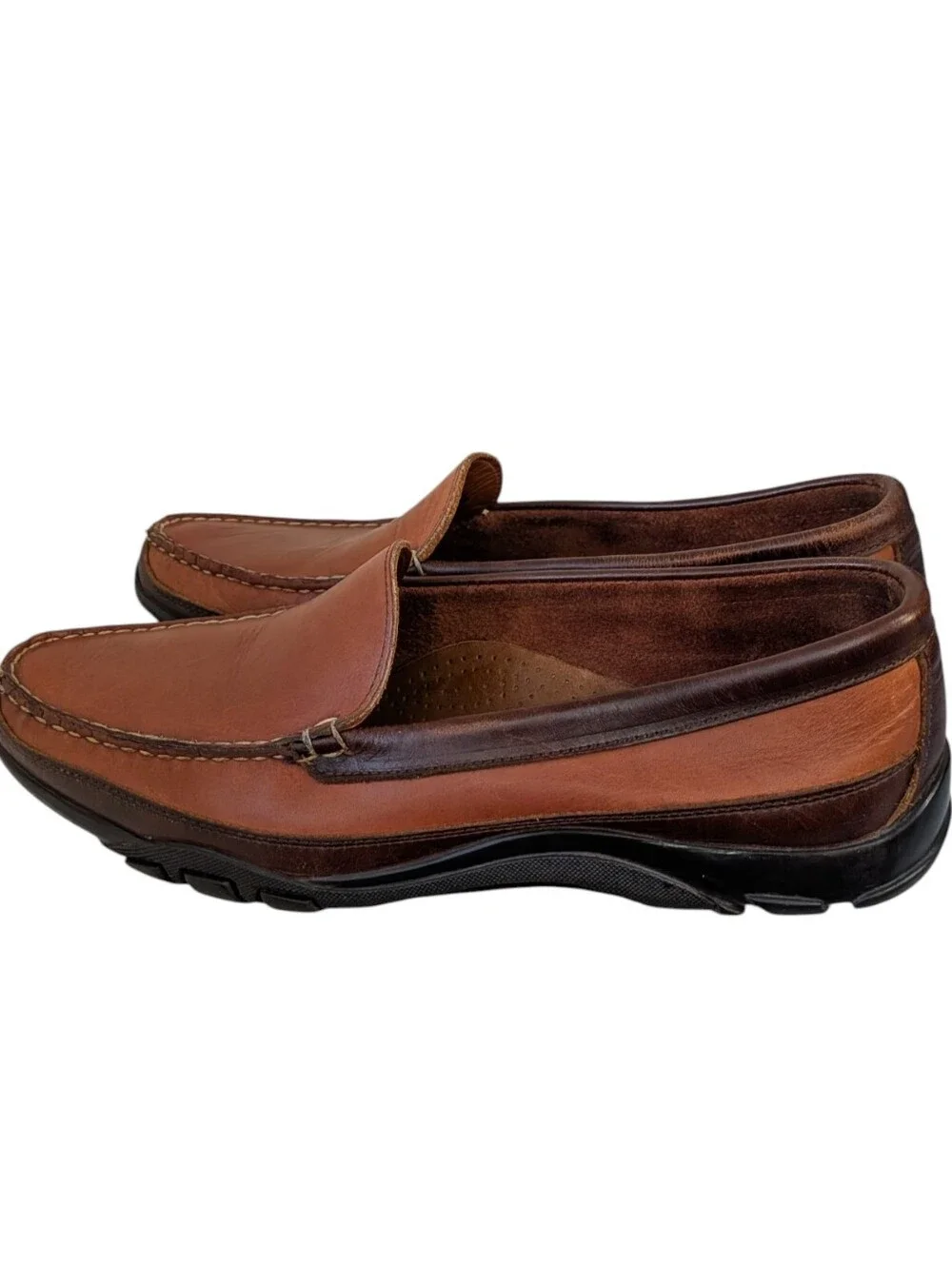 Allen Edmonds Two Tone Brown Boulder Venetian Driving Moccasin Loafer Size 10.5D